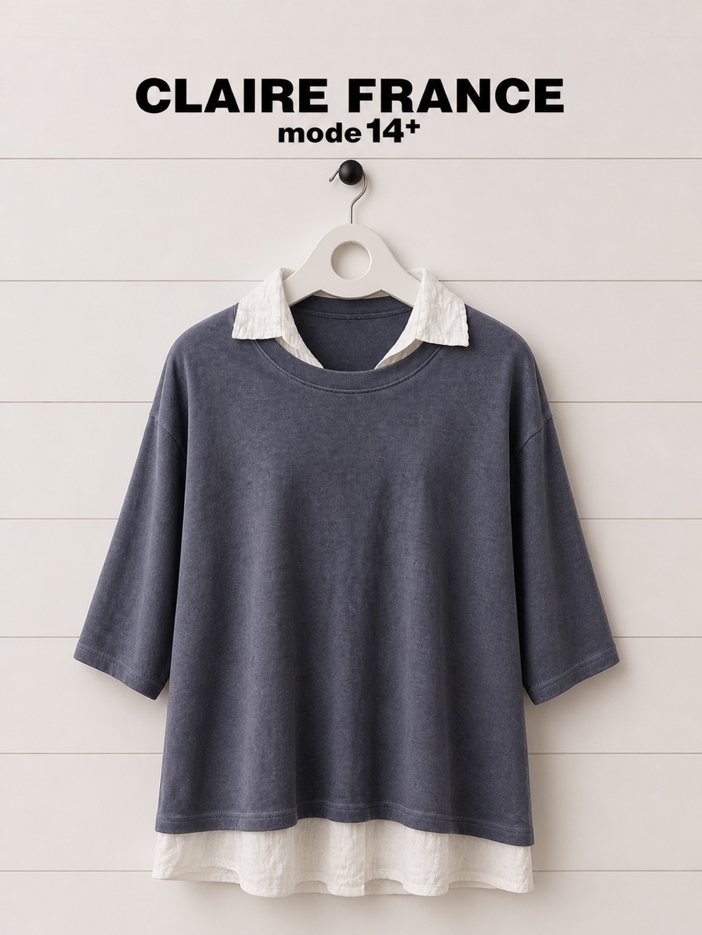 Claire France two-piece set: white blouse and a blue sweater size 1x